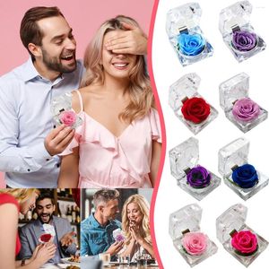 Dekorativa blommor Immortal Bright Flower Acrylic Crystal Rose Box bevarad för alltid verklig för alla hjärtans årsdag