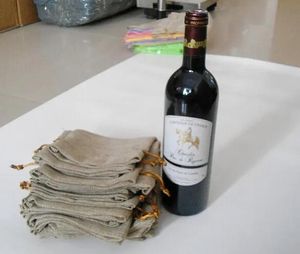 100 pezzi bottiglie di vino in juta sacchetti da vino da 15 cmx37 cm copri bottiglie di champagne sacchetti regalo di lino Burlap sacca da imballaggio #exj67 ll