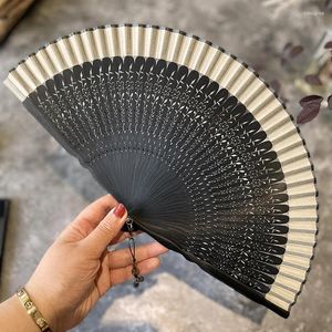 Decorative Figurines Elegant Retro Folding Fan Exquisite Carving Hollow Out Hand Chinese Classical Hanfu Cheongsam Ventilador Catwalk Po