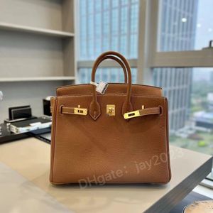 10s alle handgefertigten Einkaufstaschen Designer -Tasche Klassische Luxus Clamshell 30 cm 35 cm importiert (oben) Togo Cow Leder Exquisite Bienenwachs -Gewinde Handnähung mit Schachtel