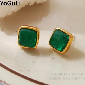 Stud Earrings Fashion Jewelry Vintage Temperament Green For Women Party Gifts Simply Design Accessories