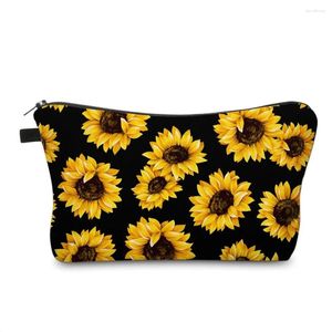 Kosmetische Taschen entzückende Sonnenblumenmusterbeutel - geräumiges Make -up für Reisen und Toilettenorganisation, wasserdichtes dauerhaftes Geschenk
