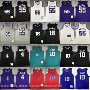 Klasik Retro Mitchellness 1998-99 Basketbol Jason 55 Williams Jersey Gerileme 10 Mike Bibby 4 Chris Webber 16 Peja Stojakovic Jersey Nefes Alabilir Spor Gömlek