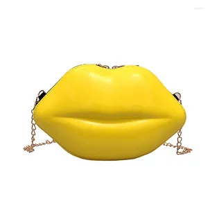 Umhängetaschen sexy Lippenstil Mode PU Ladies Day Clutch Bag Kette Geldbeutel Handtasche Frauen Crossbody Mini Messenger