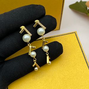 Trendy Tassel Earrings Womens Gold Pearl Pendant Earrings Designer Half Ring Bracelet Gemstones Letters Hard Bangle Fashion Jewelry Set Ladies Ear Stud
