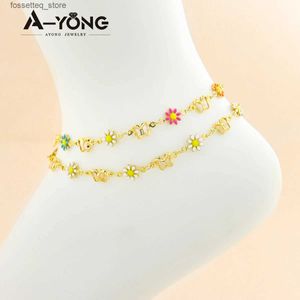 anklets ayong tassel anklet 18kゴールドメッキアフリカンアラブ女性フラワーフットリンクチェーンガールズアンクルズSジュエリーギフトl46