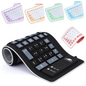 Keyboards Portable Silent Foldable Silicone Keyboard Usb Wired Flexible Soft Waterproof Roll Up Silica gel Keyboard For Pc Laptop