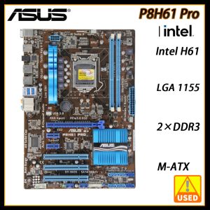 Moderbrädor LGA 1155 Moderkort Asus P8H61 Pro PC Original H61 Socket ATX DDR3 USB3.0 16GB SATA III använt skrivbords moderkort