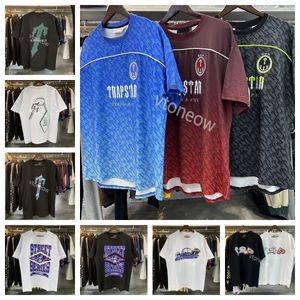 2024 T-shirts masculinos de manga curta de verão TRAPStar Cotton Football Jersey Blue Black Red Men Sportswear T-shirt