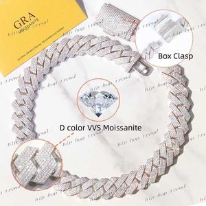 Ready to Ship Heavy Silver 20MM 4rows Necklace18k Gold Plated Necklace VVS Moissanite Diamond Cuban Link Chain