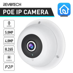 Cameras REVOTECH 1.7mm Fisheye lens Indoor IP Camera POE HD 4MP 5MP 616P / 1080P Security Camera CCTV Cam Video Surveillance System