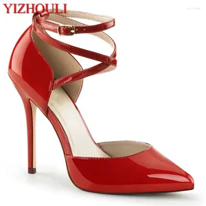 Dress Shoes Fashion Shopping Work With 12 Cm Crossover Buckle Sexy Heels Party Stage Catwalk