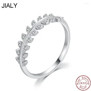 Кластерные кольца Jly Fine European Sparkling Cz Olive Branch S925 Серебряное кольцо стерлингового кольца для женщин Свадебный подарки на день рождения
