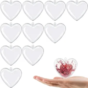 Dekoracja imprezy 2PCS Clear Plastic Heart można wypełnić piłkę DIY Craft Choinka Wedding Home