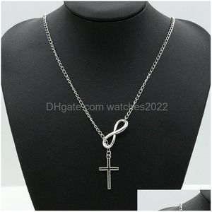 Pendant Necklaces Infinity Cross For Women Ladies Fashion Wedding Party Event Jewelry 925 Sier Plated Chain Eight Elegant Charms Drop Dhx8V