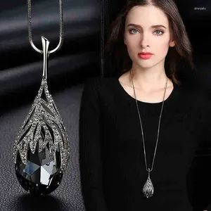 Anhänger Halsketten Mode graue Kristall Choker Collier Femme Lange für Frauen Statement Anhänger Accessoires