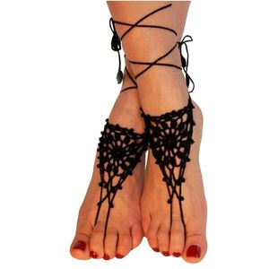 Designer Fashion Beach Women Girls Barefoot Sandals Crochet Cotton Ankle Chain wedding anklets Sandal Bracelet Foot Jewelry