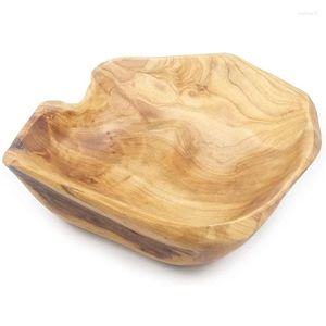 Set di stoviglie insalata di frutta in legno ciotola per radice intagliata a mano soggiorno vero caramelle in legno 20-24 cm