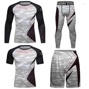 Men's Tracksuits Ready To Ship Sun Protection Clothing Training Surfing Swimming Swimwear Suits For Men 4pcs/Sets Compression Tights