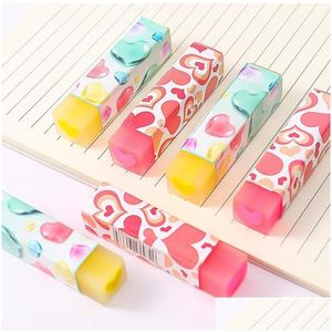 Erasers por atacado Candy Candy Love Heart Soft para crianças Presente Borracha Kawaii Patória da escola Office Creative Easy Drop Deliver