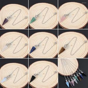 Collane a ciondolo Ametista Rose Quarzo gemma della gemma Roccia Cristallo Pendants Healing Reiki Pendulum Amulet Conico conico