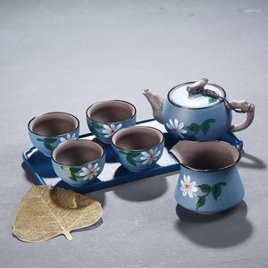 Teaware Sets Hand-painted Zisha Kungfu Travel Tea Set Japanese Style Teapot Cup Small With Tray Simple One Pot 4