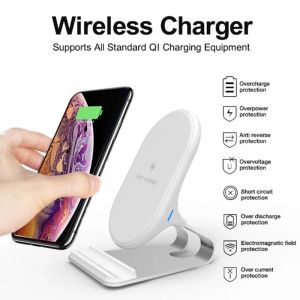 Carregadores 2022 Novo suporte de metal Qi Wireless Charger Desktop Bobina dupla 20w Carregamento sem fio rápido para iPhone 11/12/13 Samsung S20/21 Huawei