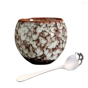 Mugs Elegant Lines Chinese Tea Cup Rounded Set Small Teacup Teaspoon Delicate Coffee Spoon Free Of Bisphenol A