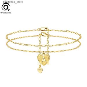 anklets orsa Jewels初期足首女性用14kゴールドメッキスターリングシルバーレイヤーレターAからZアンクレットビーチジュエリーSSA08 L46