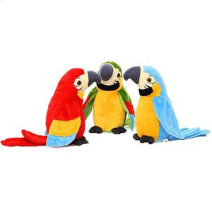 Barn Electric Plush Toys kan lära sig att prata papegoja fläktvingar upprepade läsning av tunga röstinspelningsdockor för barn gåva 240325