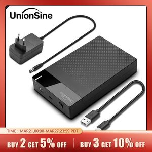 UnionSine 3,5 HDD -fodral SATA till USB 3.1 Typ C Adapter Extern hårddiskskåp för 2,5 3,5 SSD -disk HDD -fodral för PC 240322