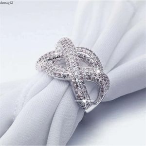 Vecalon Fashion Infinity Ring Sterling Sier Diamond CZ Stone Engagement Wedding Band Rings for Women Men F 9759