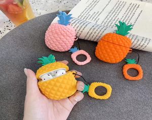 För AirPods 1 2 Case Cute Cartoon Pineapple Earphone Case för Apple AirPods 2 täcker Soft Protect Fundas med fingerringband6094458