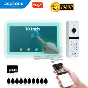 Intercom Jeatone 10inch 1080p wifiビデオインターホーム /フルタッチスクリーン /Tuyaスマートワイヤレス /ドアホン付きRFID、パスワードのロック解除