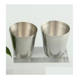 Wine Glasses Wholesale-30Ml Portable Stainless Steel S Barware Beer Drinking Glass Outdoors Cup Drop Delivery Home Garden Kitchen, Din Dhf8X