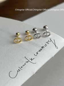 Light Luxury Designer Earrings Bullet Mini Full Body 925 Pure Silver 14K Gold Pig Nose Ear Commuting Elegance Versatile Earbone Female With Logo