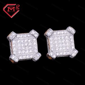 Projektant Hip Hop 10 mm Shine Moissanite Square Out Unisex Hiphop Fashion Biżuteria