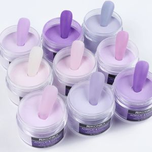 Flaskor 9Boxes 15G Purple Acrylic Powder Set Professional Pigment Damm för nagelförlängning Nagelkonstdekoration Carved Powder Puls