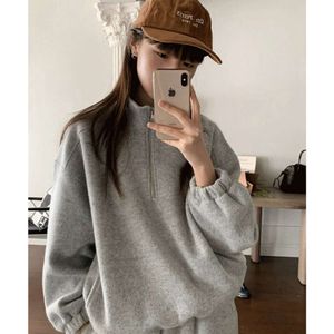 2023 Han Dongmen Autumn and Winter Instagram Nowy zamek błyskawiczny Casual Plush Sweter i Styl Styl dla kobiet