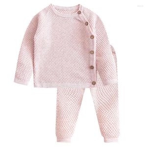 Clothing Sets Autumn Winter Baby Girls Solid Color Born Clothes Suit Ins Infant Sweater Pajama Set
