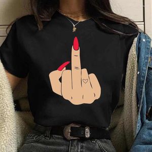 Magliette da donna femminile da donna cartone animato un chiodo di dito grafico maglietta stampata maglietta femmina camicia da donna abiti da donna t-shirt