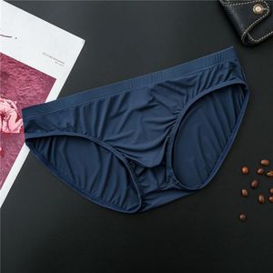 Underpants 1 Sexy Men's Briefs Seamless U-Convex Pouch Underwear Ice Silk Low-Waist Panties Breathable Solid Color Lingerie