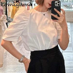 Blouses femininas Puff Short Sleeve Shirts O-Gobes Blusas Japão estilo Camisas Fashion ROPA MUJER 2024 Tops da primavera do verão