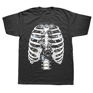 Men's T-Shirts Interesting Mechanical Automotive Engineer Skeleton T-shirt Graphic Cotton Street Clothing Short Sleeve Birthday Gift Summer Style for Men H240407