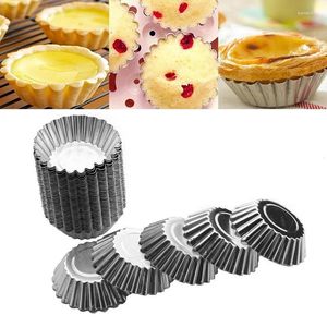 Baking Moulds 10pcs Egg Tart Molds Stainless Steel Cupcake Mold Thickened Reusable Cake Cookie Tin Tool Cups
