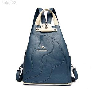 Multi-function Bags New high-quality womens leather retro large capacity travel backpack fashion school bag Mochila shoulder yq240407