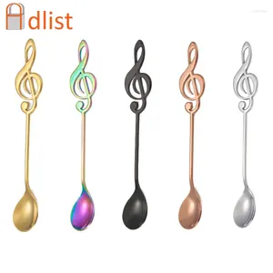 Coffee Scoops 6pcs 5Color in acciaio inossidabile cucchiai di musica creativa simbolo di musica per piccola cucchiaio gelati da tavolo da tavolo da festa del gelato