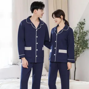 Home Clothing Autumn Thicken 2PCS Pajamas Suit Couple Long Sleeve Intimate Lingerie Casual Cotton Sleep Set Pyjamas