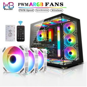 Kılıflar 120mm RGB Argb Fan Ventilador Beyaz Ventilateur PWM 4pin 5V CPU Soğutucu Su Soğutma Bilgisayar Şasisi için Fanlar