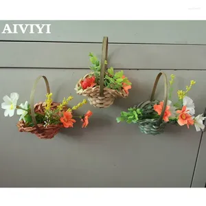 Dekoratif çiçekler bitki el dokuma buzdolabı çıkartmaları kurutulmuş diy ev dekor mini bahçe dekorasyon aksesuarları arvore yapay